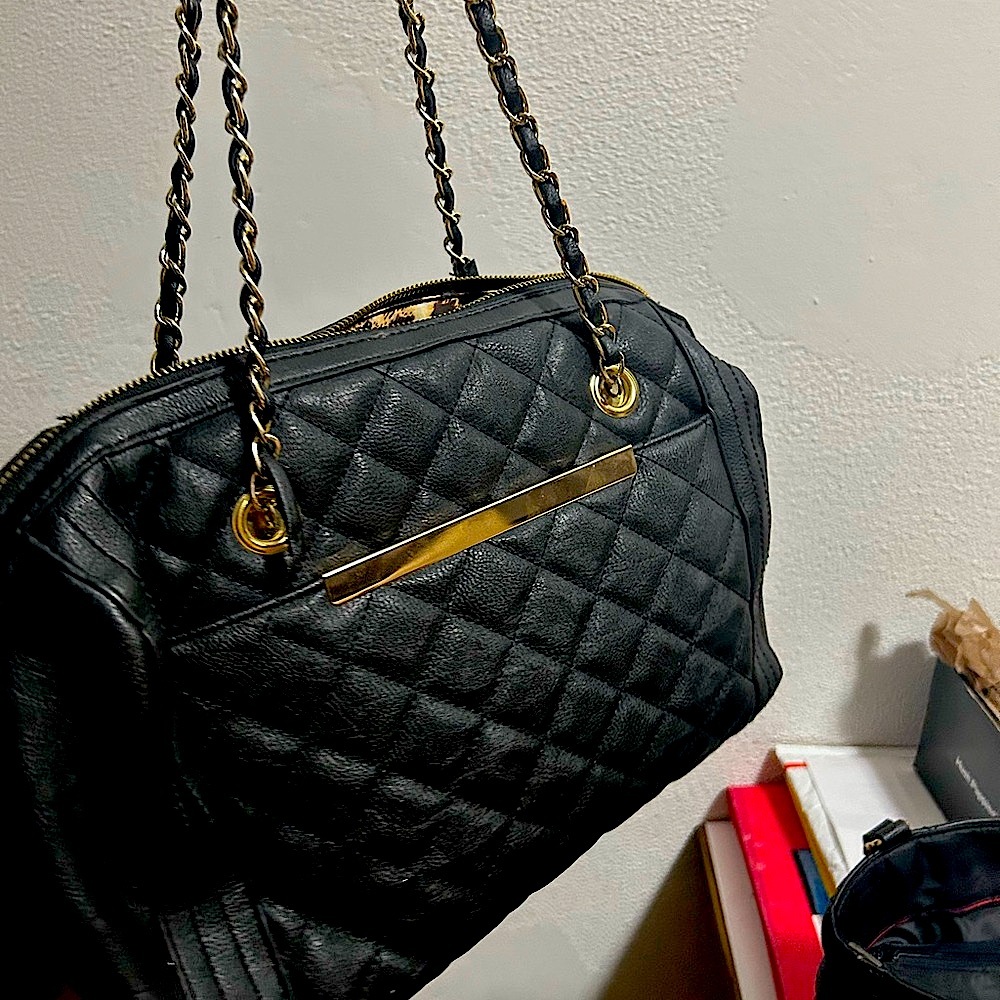 Sturdy  Black Quilted Handbag